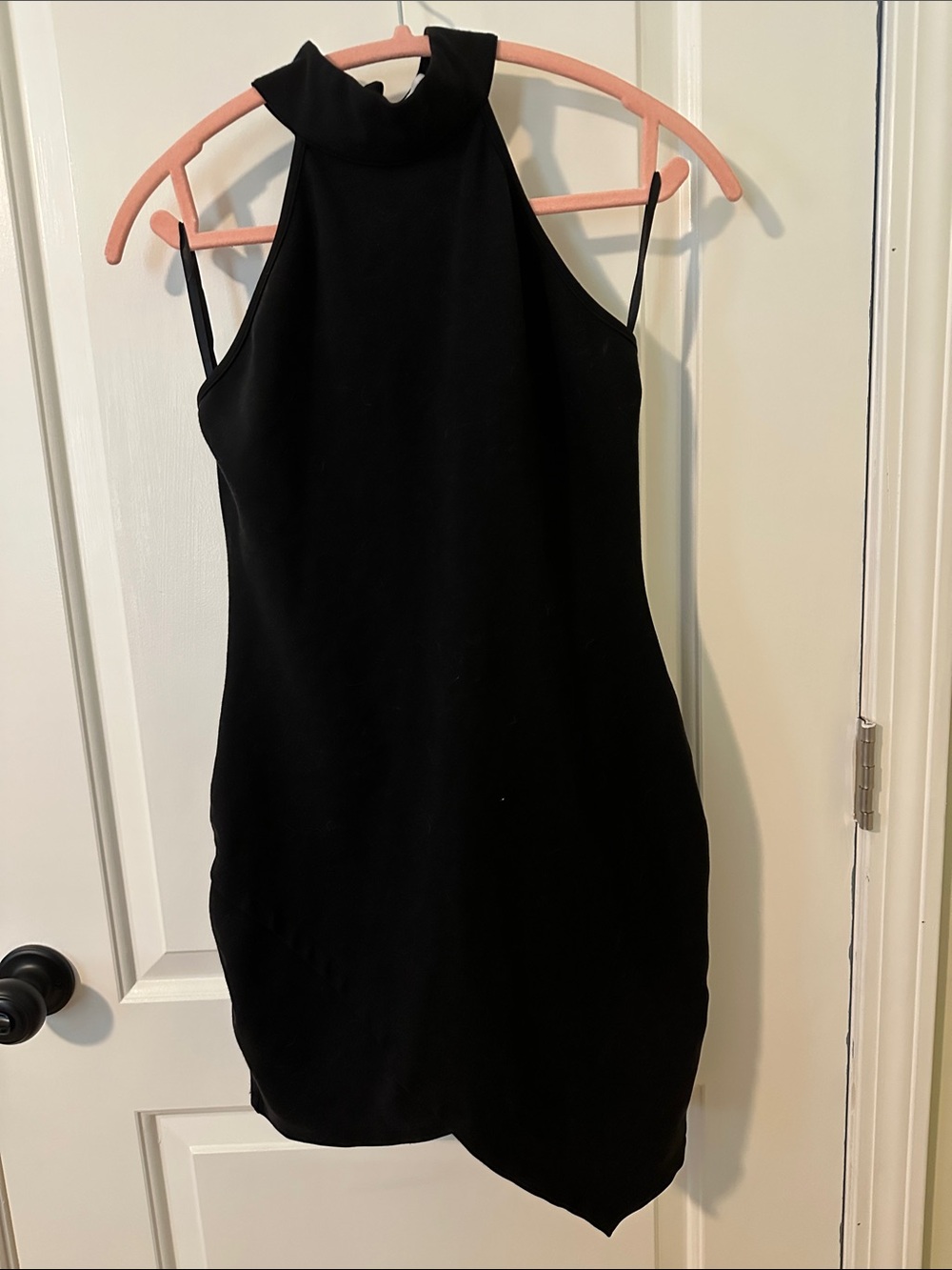 by the way. Black Mini Dress with High Neck